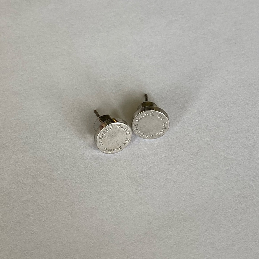 Marc by Marc Jacobs Silver Logo Disc Stud Earrings